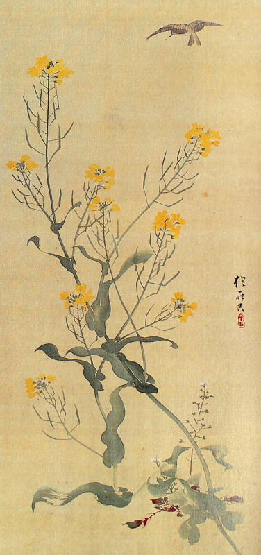 麦穂菜花図(右隻)