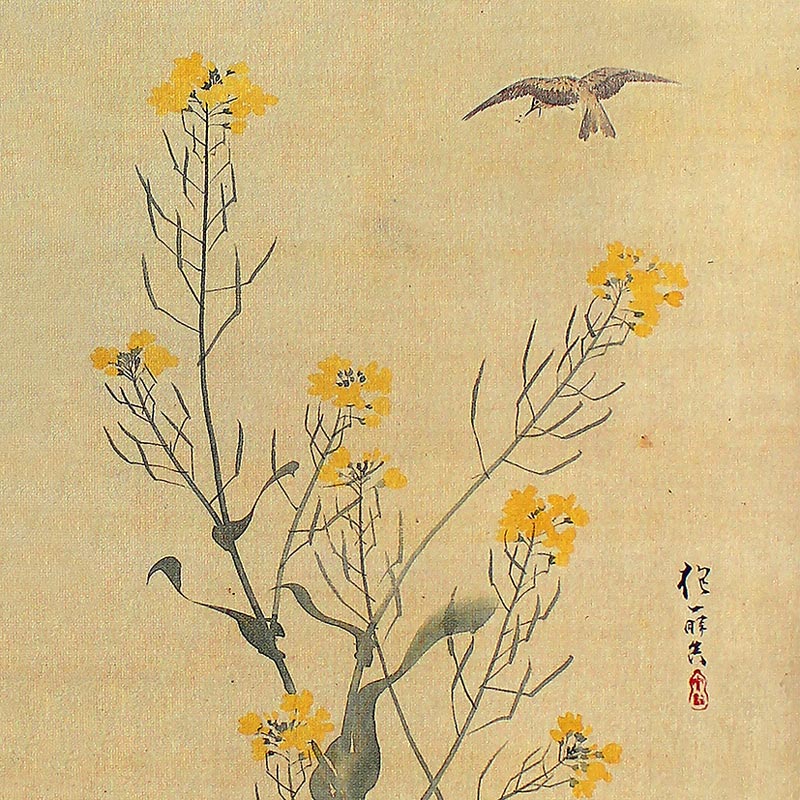 麦穂菜花図(右隻)