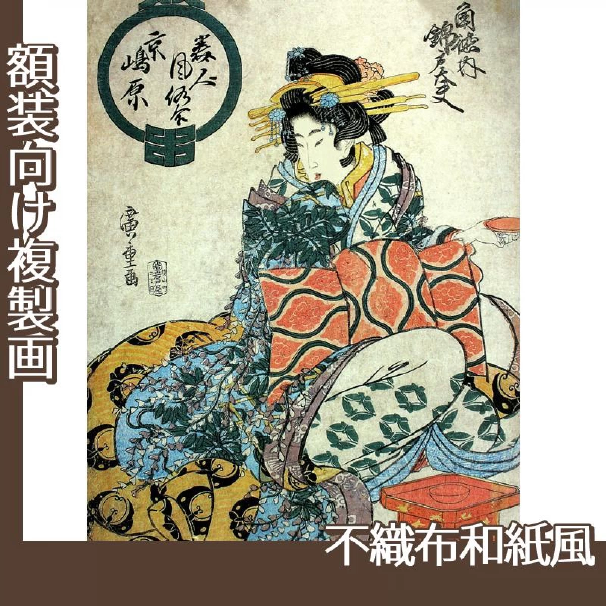 歌川広重「美人風俗合京嶋原　角徳内錦戸太夫」【複製画:不織布和紙風】