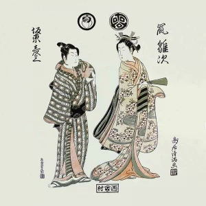 鳥居清満「嵐雛次と二代目坂東彦三郎」【風呂敷】