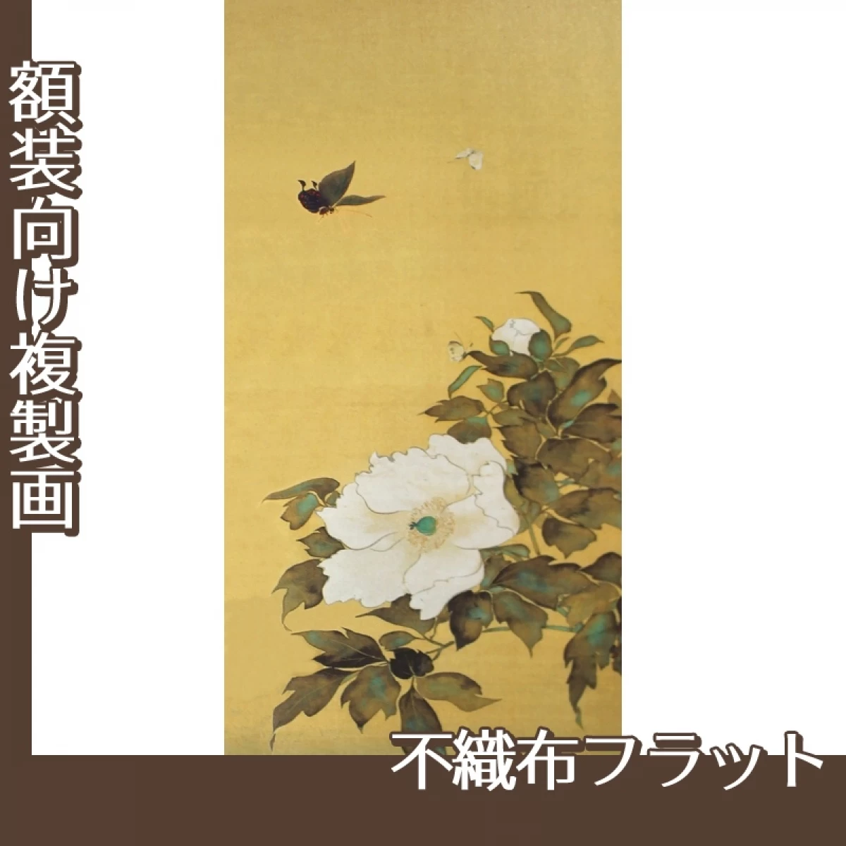 酒井抱一「伊勢物語東下り・牡丹菊図(右)」【複製画:不織布フラット100g】