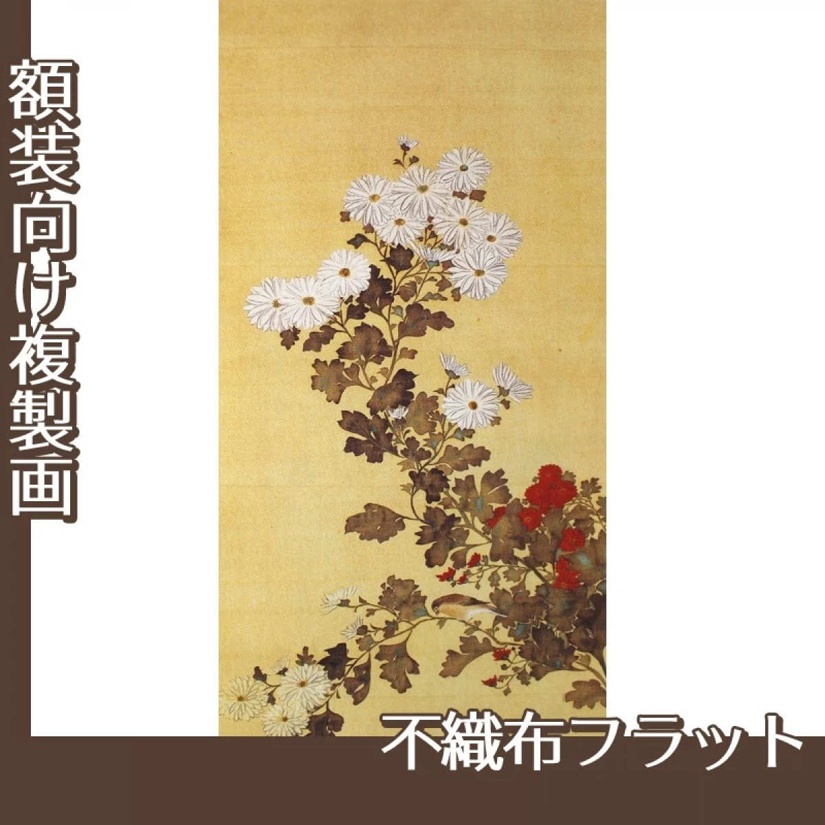 酒井抱一「十二ヶ月花鳥図(九月菊に小禽図)」【複製画:不織布フラット100g】