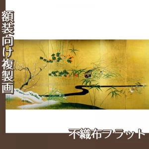 酒井抱一「四季花鳥図屏風」【複製画:不織布フラット100g】