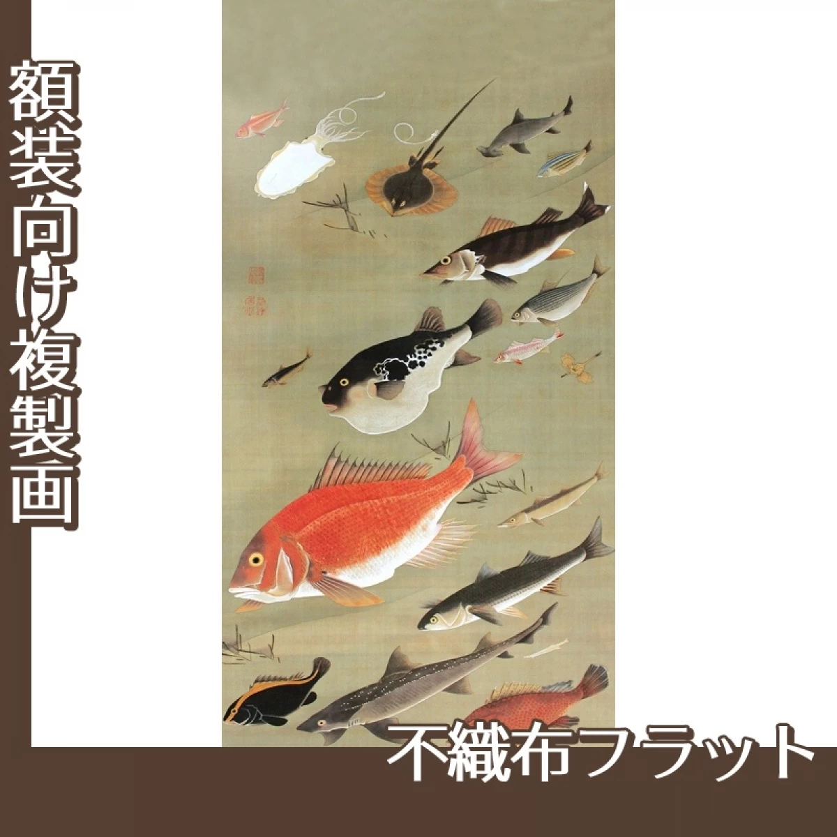 伊藤若冲「群魚図」【複製画:不織布フラット100g】