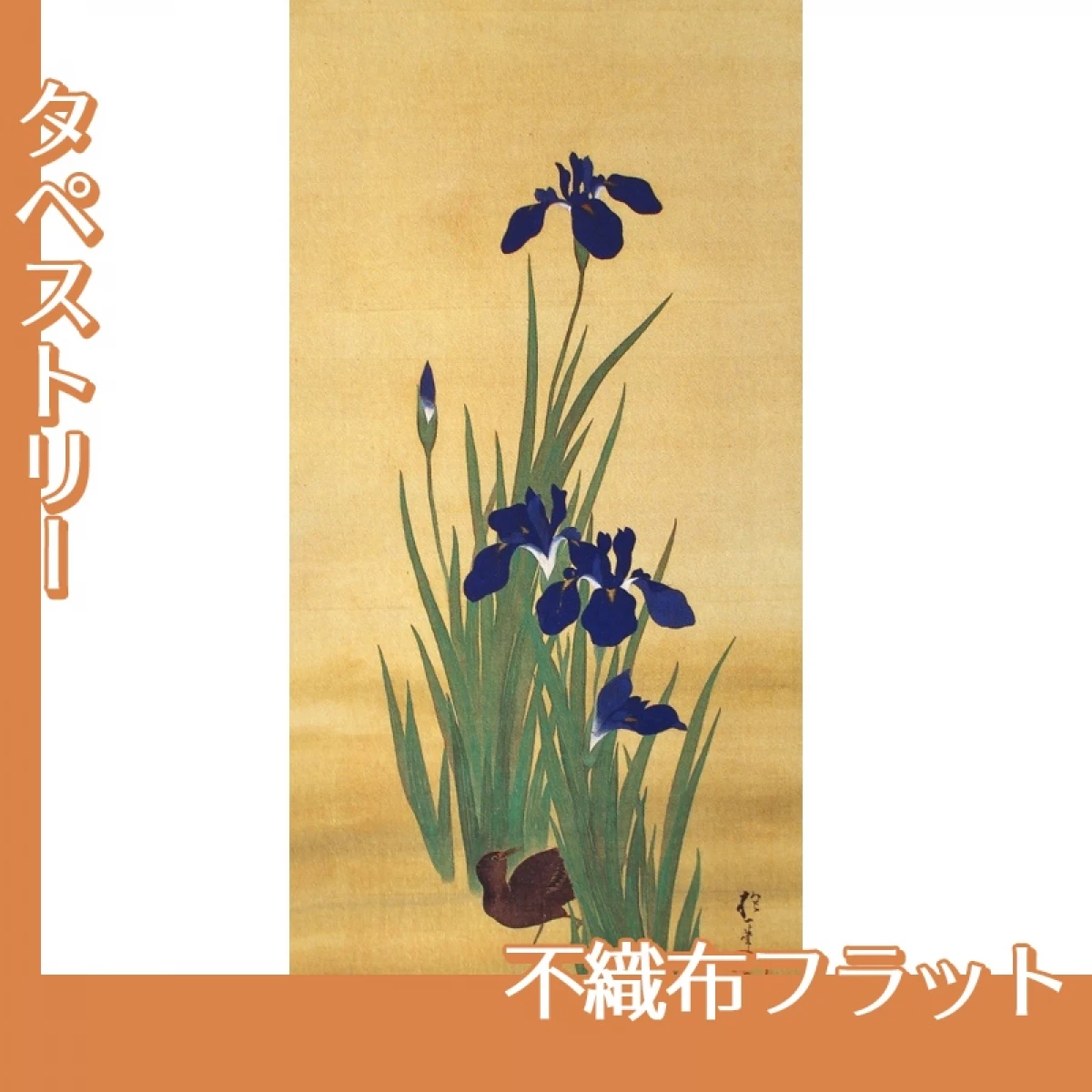 酒井抱一「十二ヶ月花鳥図(五月燕子花に水鶏図)」【タペストリー:不織布フラット】