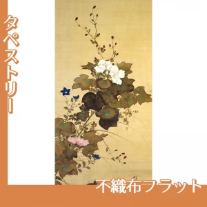 酒井抱一「十二ヶ月花鳥図(八月芙蓉に鶉)」【タペストリー:不織布フラット】