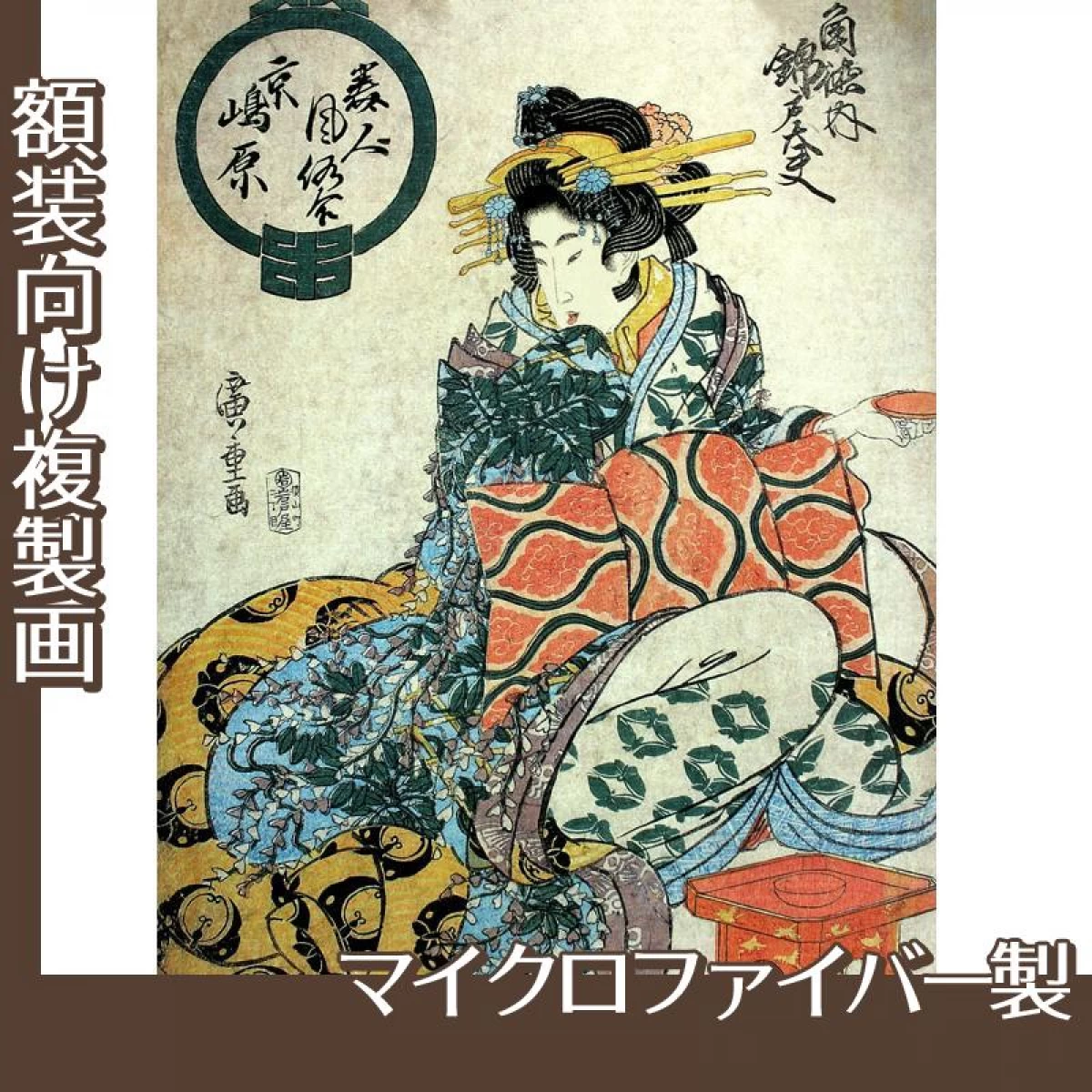 歌川広重「美人風俗合京嶋原　角徳内錦戸太夫」【複製画:マイクロファイバー】