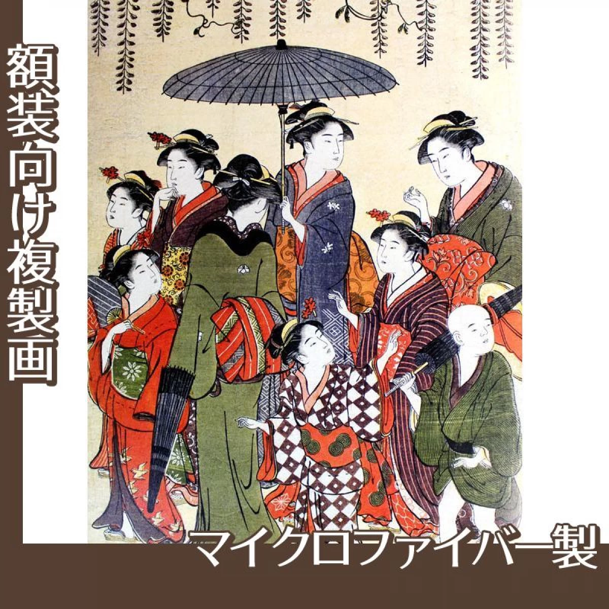 勝川春潮「藤棚下扁額奉納行列」【複製画:マイクロファイバー】