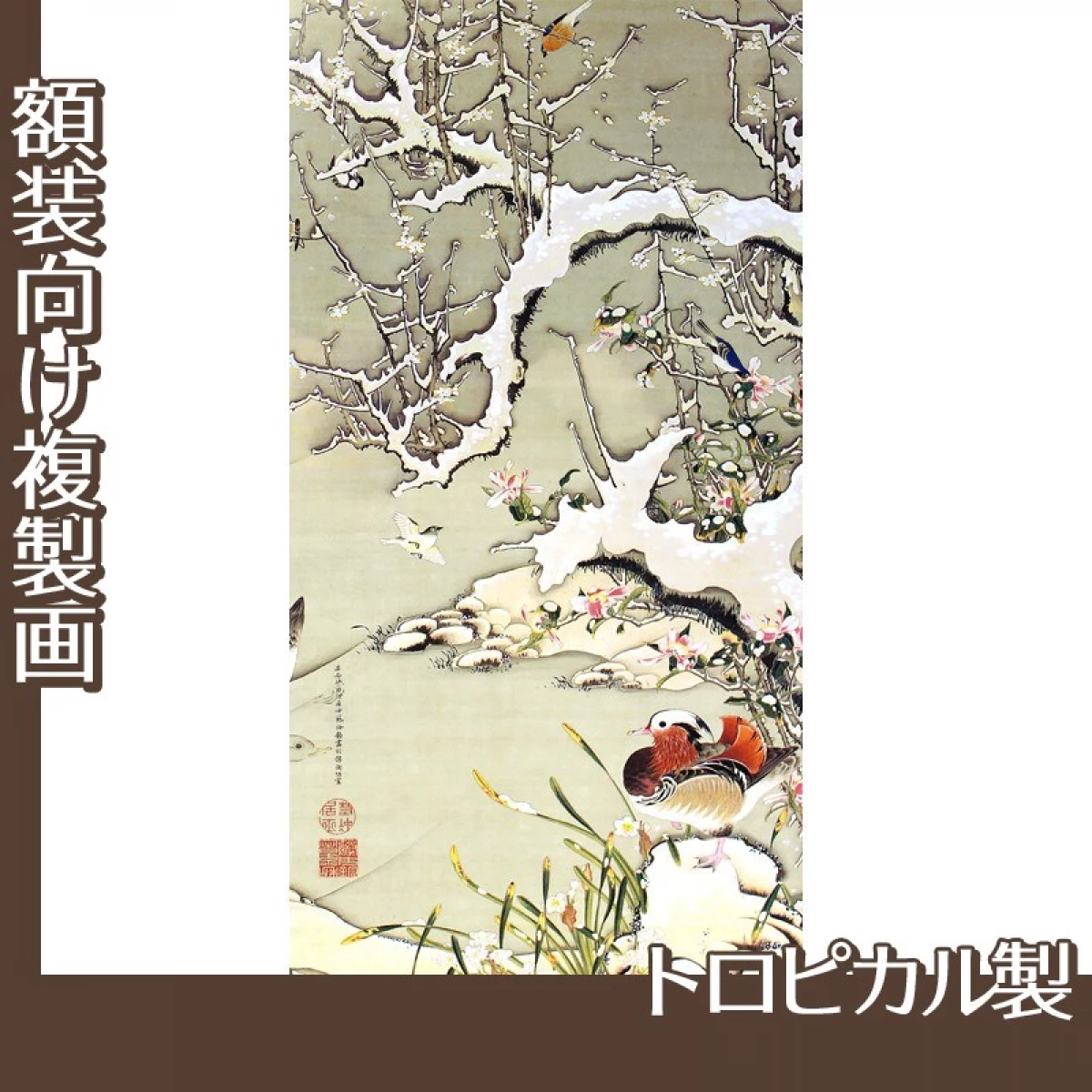 伊藤若冲「雪中遊禽図」【複製画:トロピカル】