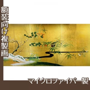 酒井抱一「四季花鳥図屏風」【複製画:マイクロファイバー】