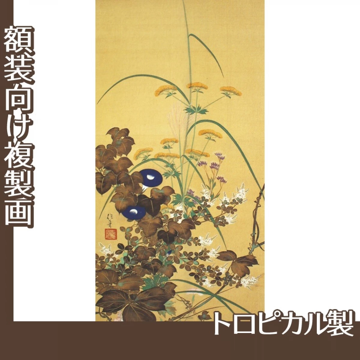 酒井抱一「寿老・春秋七草図(左)」【複製画:トロピカル】