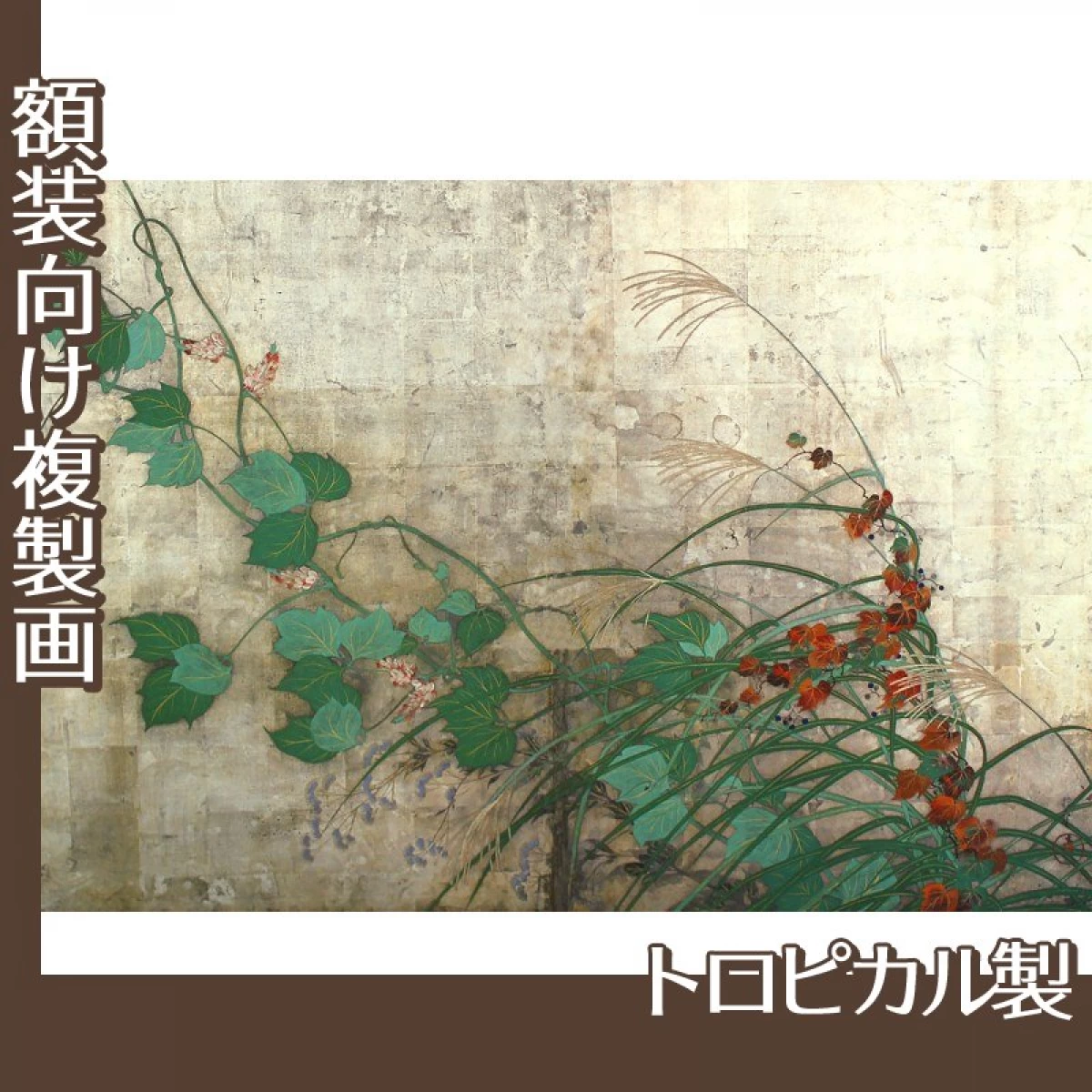 酒井抱一「夏秋草図屏風(左隻)」【複製画:トロピカル】