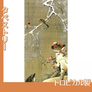 伊藤若冲「雪中鴛鴦図」【タペストリー:トロピカル】