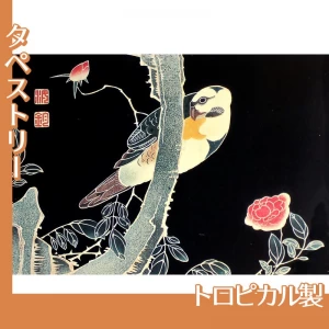 伊藤若冲「花鳥版画　三.薔薇に鸚哥図」【タペストリー:トロピカル】