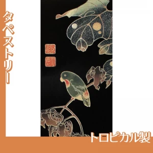 伊藤若冲「花鳥版画　四.青桐に砂糖鳥図」【タペストリー:トロピカル】