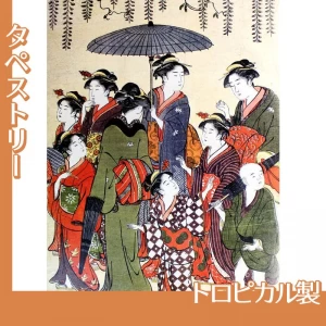 勝川春潮「藤棚下扁額奉納行列」【タペストリー:トロピカル】