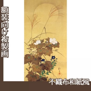 酒井抱一「十二ヶ月花鳥図(八月秋草に螽斯図)」【複製画:不織布和紙風】