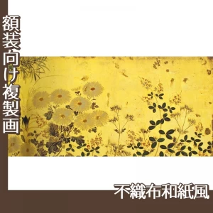 酒井抱一「槙に秋草図屏風(右隻)」【複製画:不織布和紙風】