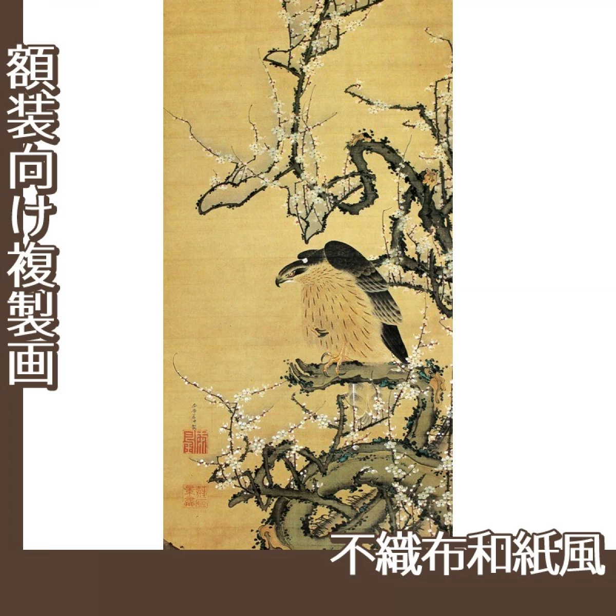 伊藤若冲「梅鷹図」【複製画:不織布和紙風】