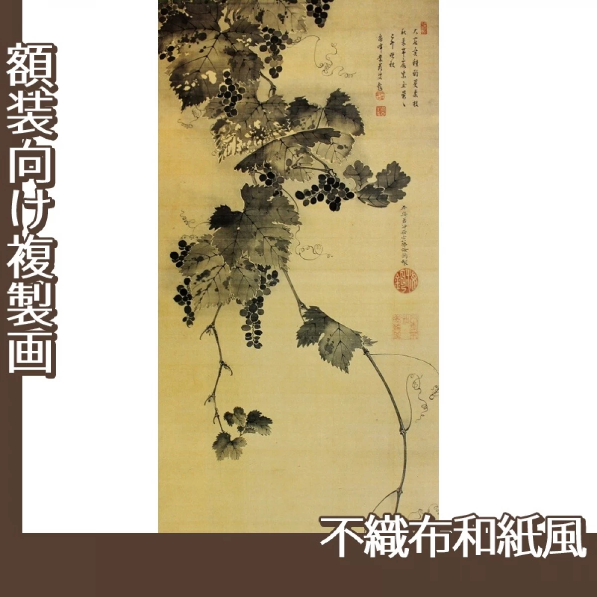 伊藤若冲「葡萄図」【複製画:不織布和紙風】